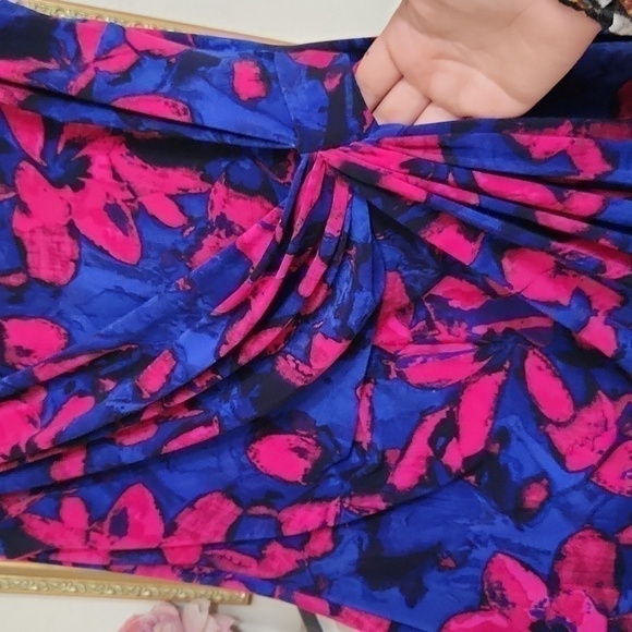 Faux Wrap Waterfall Detail Career Formal Dress Brunch Bridal Shower - Picture 4 of 11